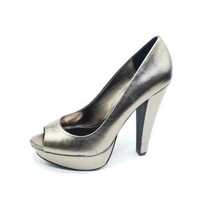 ALDO Womens Platform Peep Toe Heels Metallic Bronze Leather EUR 37/US 6.5-7